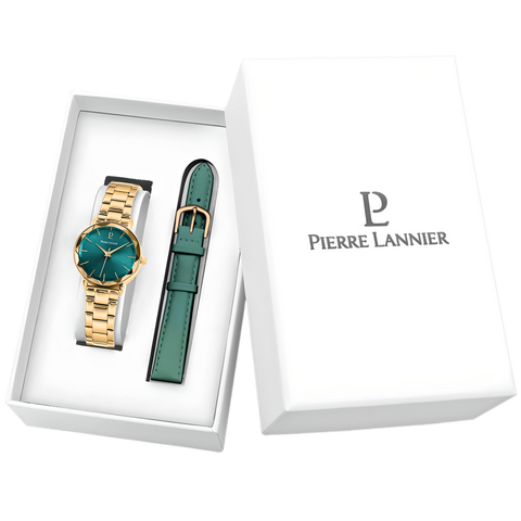 Coffret Femme MULTIPLES Cadran Vert Bracelet Cuir Vert 351K562