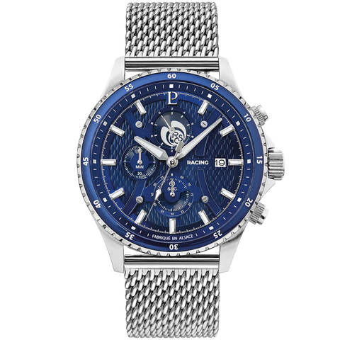 Montre Homme RCS Cadran Bleu Bracelet Acier milanais Argenté Réf 462B161