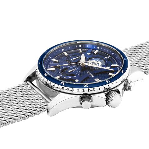 Montre Homme RCS Cadran Bleu Bracelet Acier milanais Argenté Réf 462B161