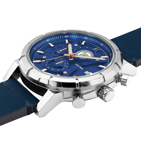 Montre Homme RCS Cadran Bleu Bracelet Cuir Bleu 462B161