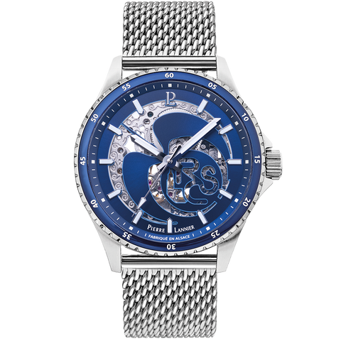 Nouvelle Montre Homme RCS Argenté Cadran Bleu Bracelet Acier milanais Argenté 22 MM