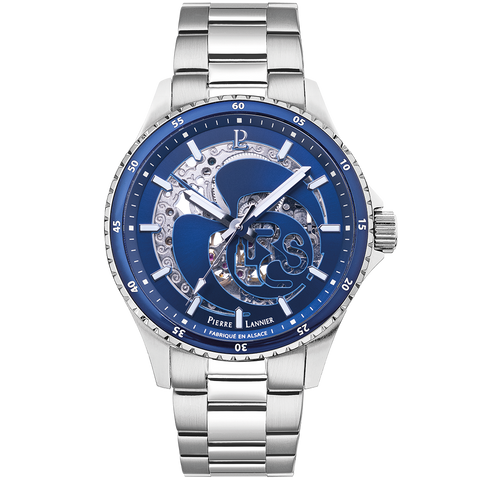 Nouvelle Montre Homme RCS Argenté Cadran Bleu Bracelet Acier Argenté 22 MM