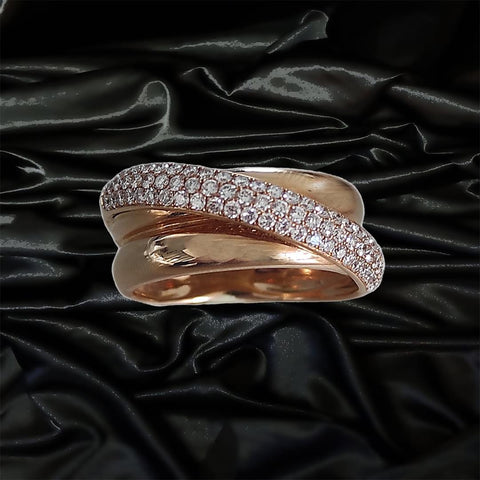 Bague joaillerie or rose Diamants Pacoma