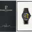 PIERRE LANNIER PADDOCK bracelet cuir noir surpiqûre jaune