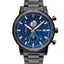 Montre Homme RCS Cadran Bleu Bracelet Acier Noir Réf 464B469